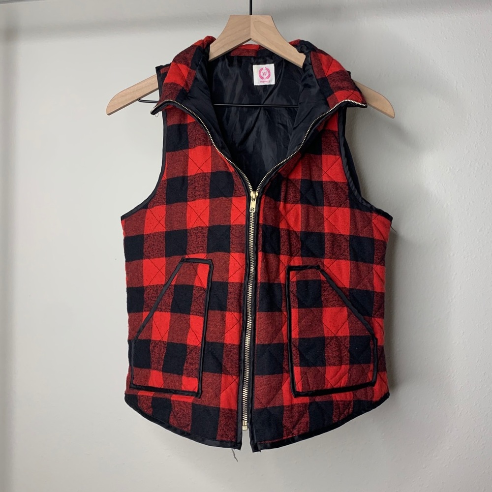 Black & Red Checkered Vest